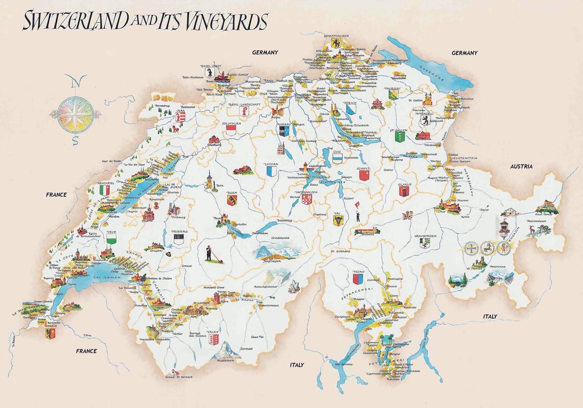 turistické atrakce ve švýcarsku mapě