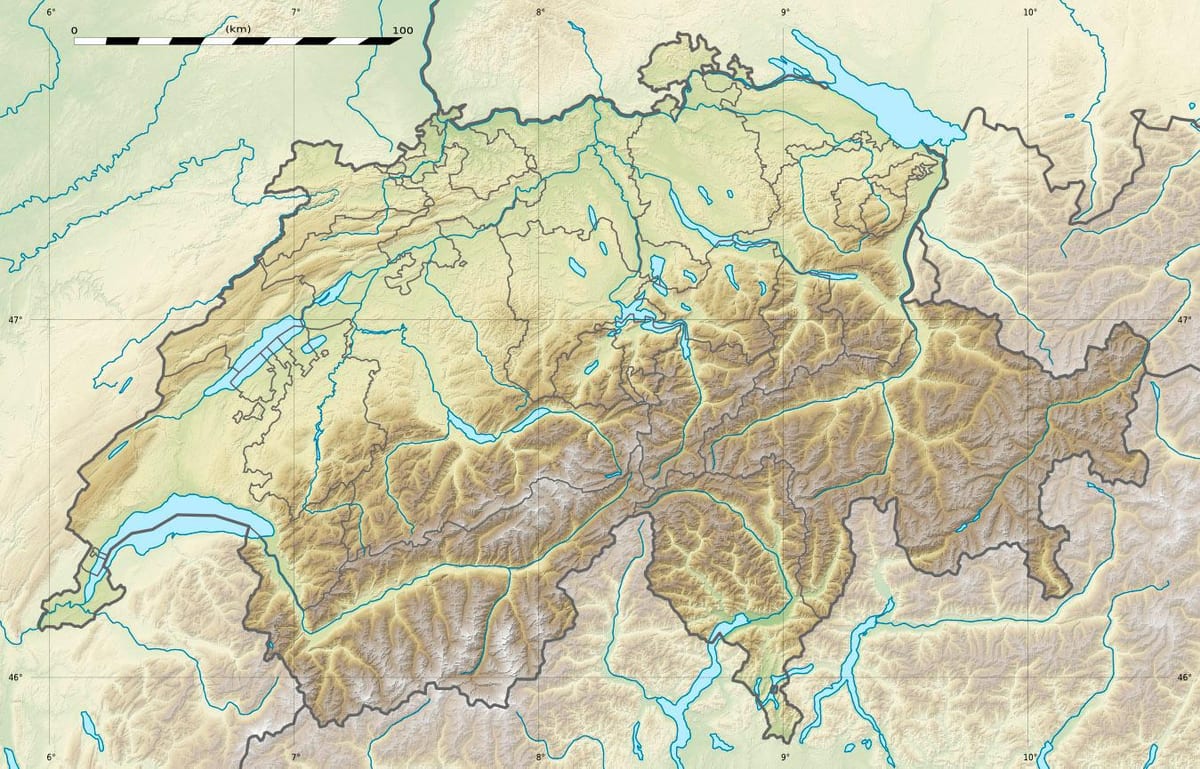 mapa švýcarska úlevu