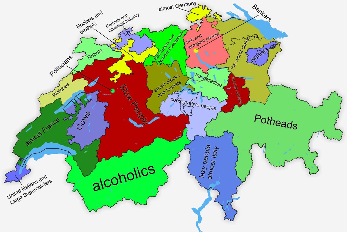 mapa švýcarska v kantonu