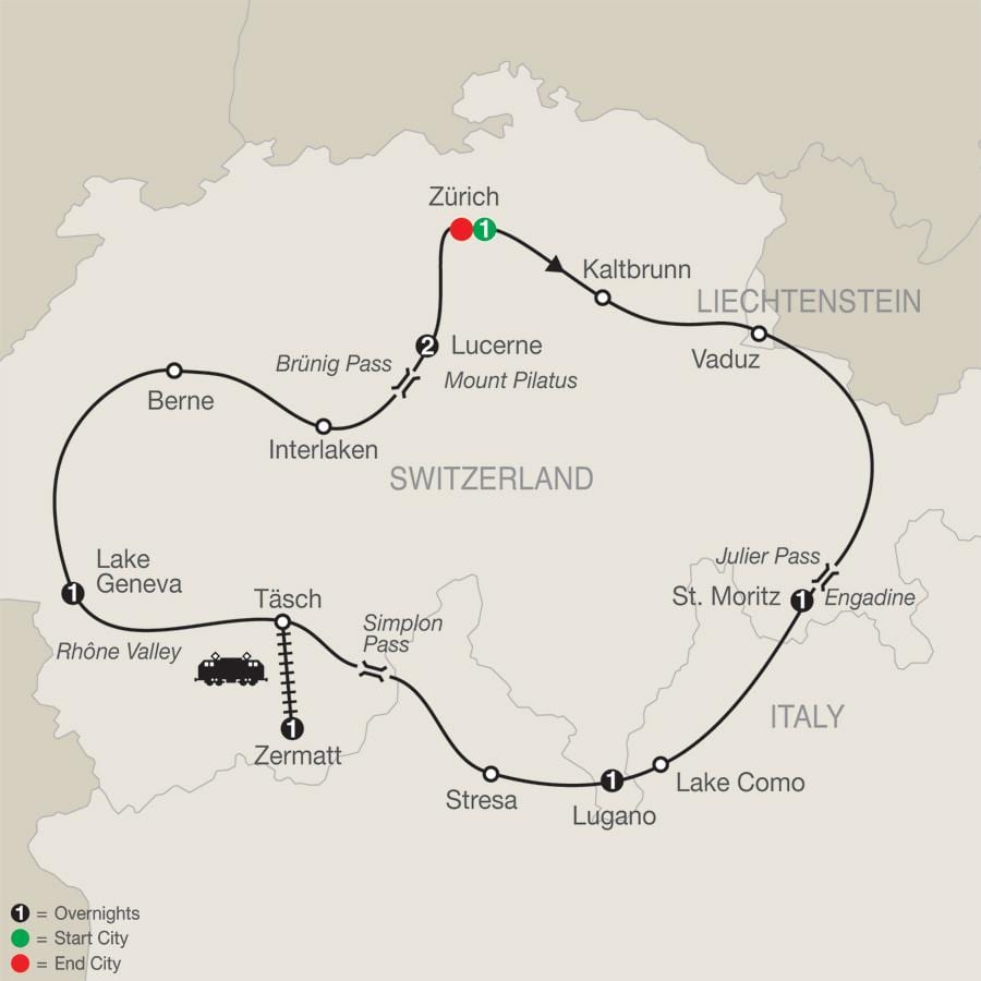 mapa švýcarska scénické mechaniky