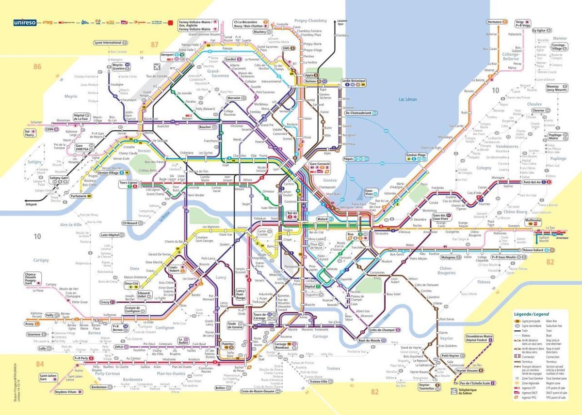 mapa ženeva švýcarsko autobus