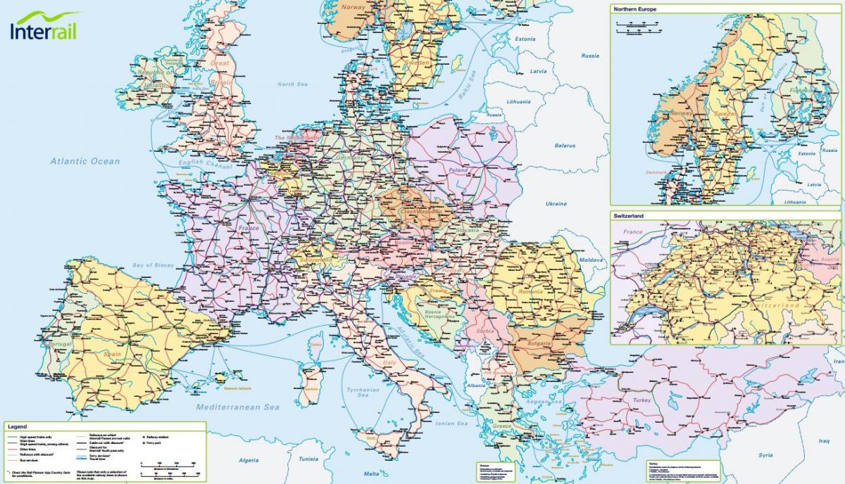 mapy interrail švýcarsko 