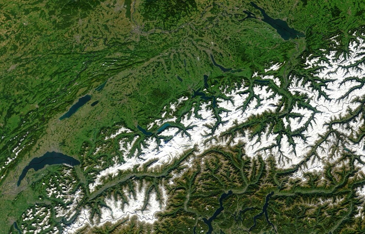 satelitní mapa švýcarska