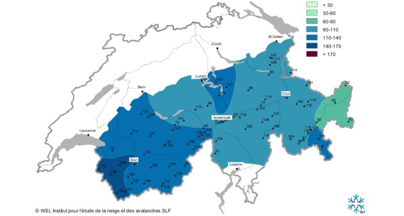 mapa sněhová mapa švýcarska