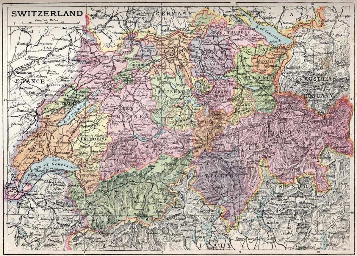 mapa stará mapa švýcarska