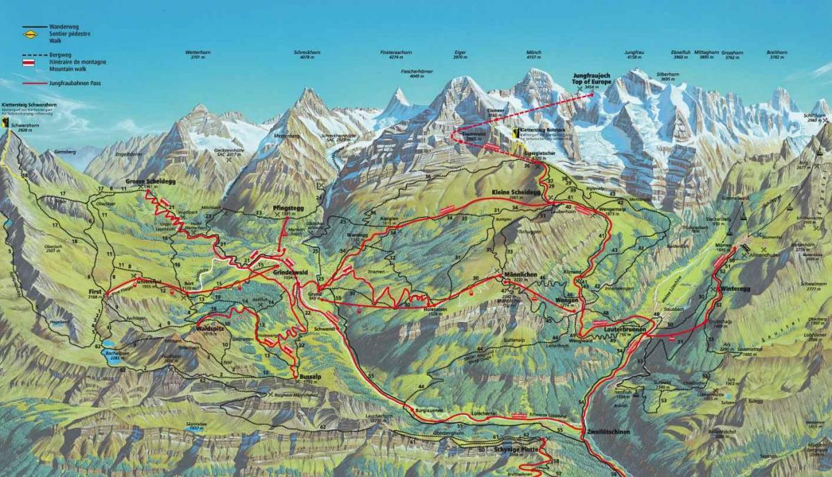 mapa turistické mapy švýcarsko