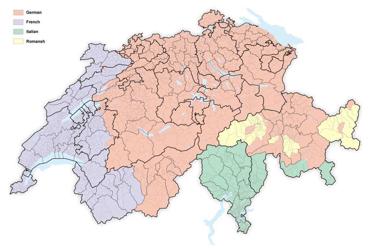 mapa švýcarska jazyk