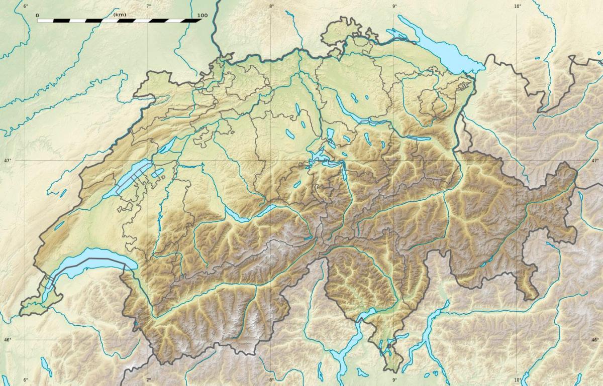 mapa švýcarska úlevu