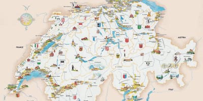 Turistické atrakce ve švýcarsku mapě
