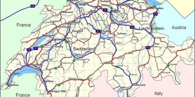 Mapa švýcarska hory