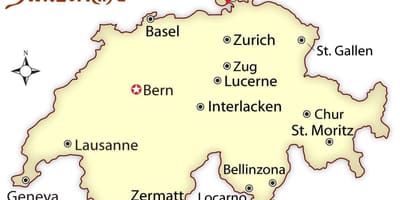 Mapa švýcarska kapitálu 