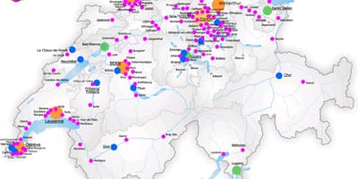 Švýcarsko mapa s větších městech