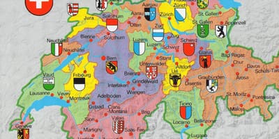 Mapa švýcarska s turistickými atrakcemi