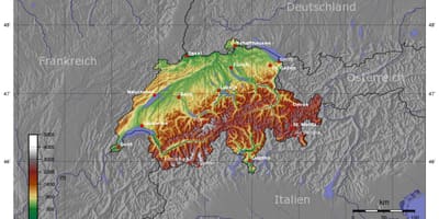 Mapa švýcarska nadmořská výška