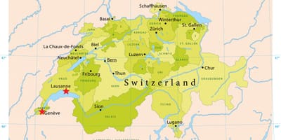 Mapa ženevské jezero, švýcarsko