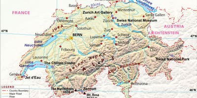 Mapa letišť ve švýcarsku