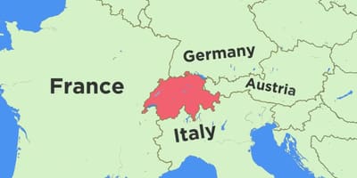 Mapa švýcarska a sousedních zemích