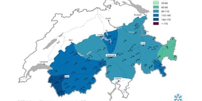 Mapa sněhová mapa švýcarska