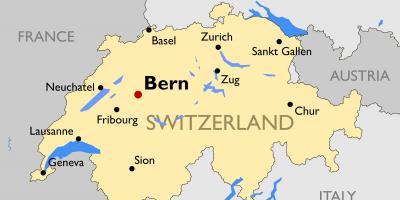 Mapa švýcarska s větších městech